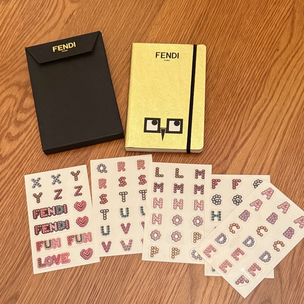 Fendi Gold Notebook with Stickers